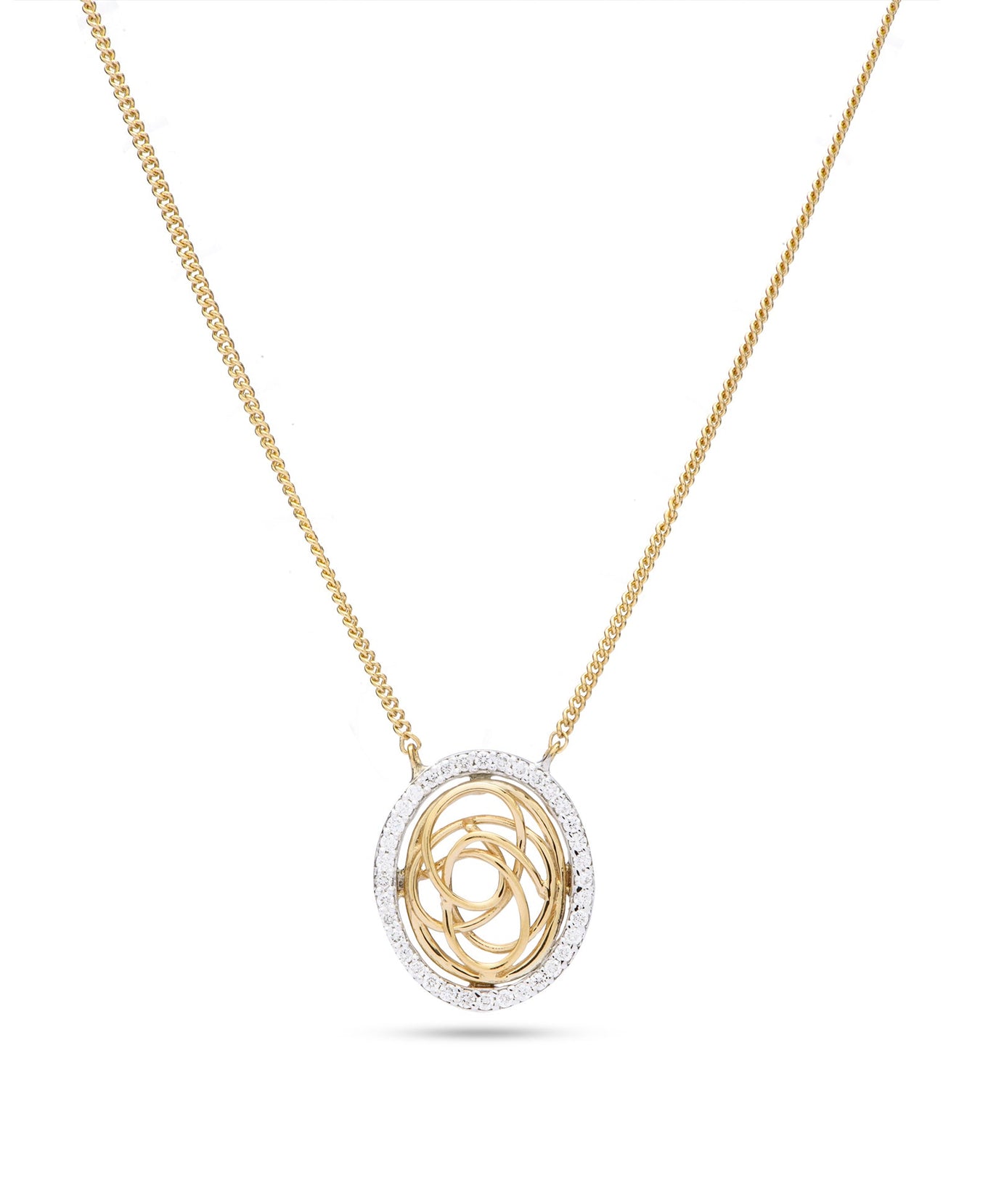 Tirette dangling diamond necklase in 18K Yellow gold - S-X22P