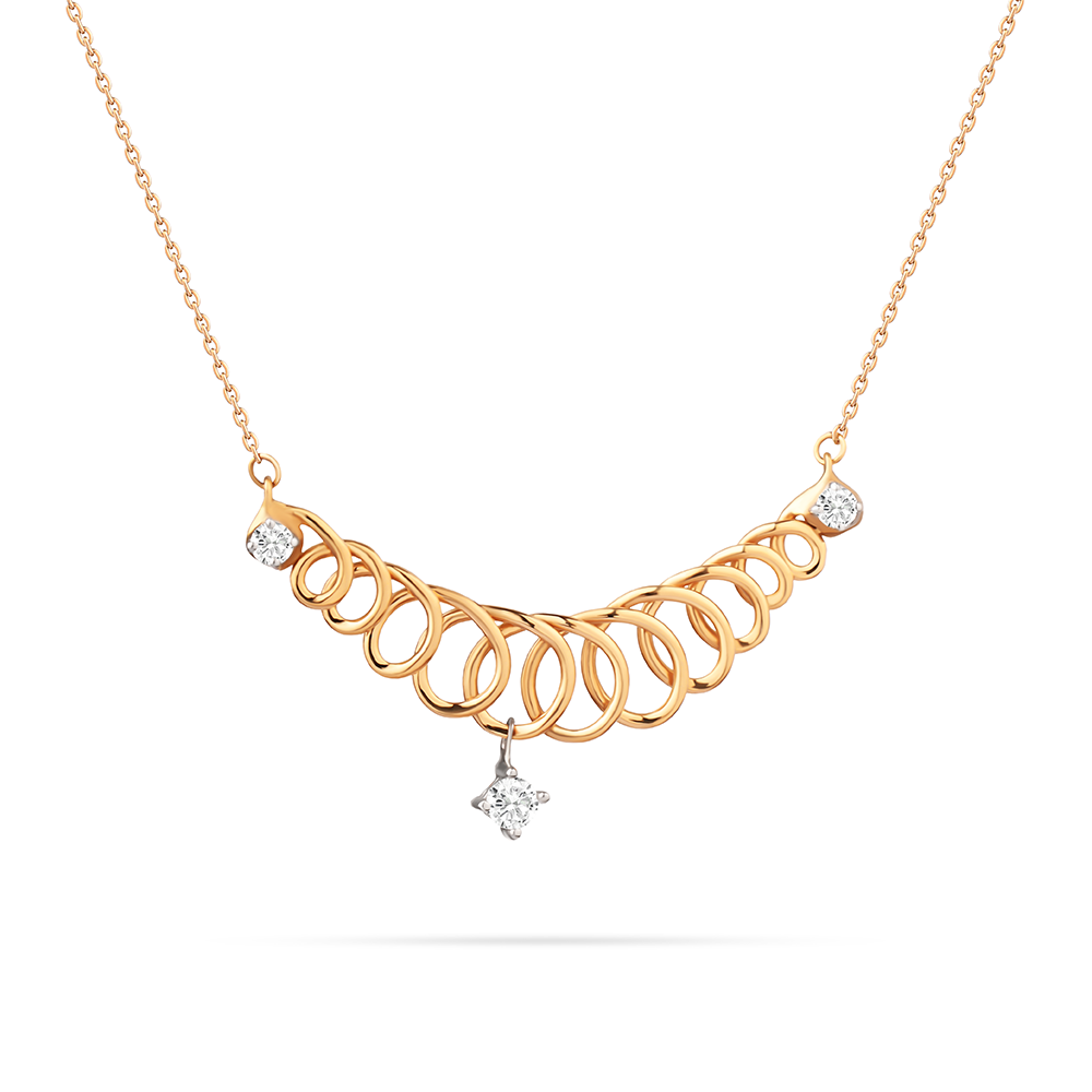 A beautiful tirette necklace with 3 round brilliant diamonds in 18 K Yellow Gold - S-X46N