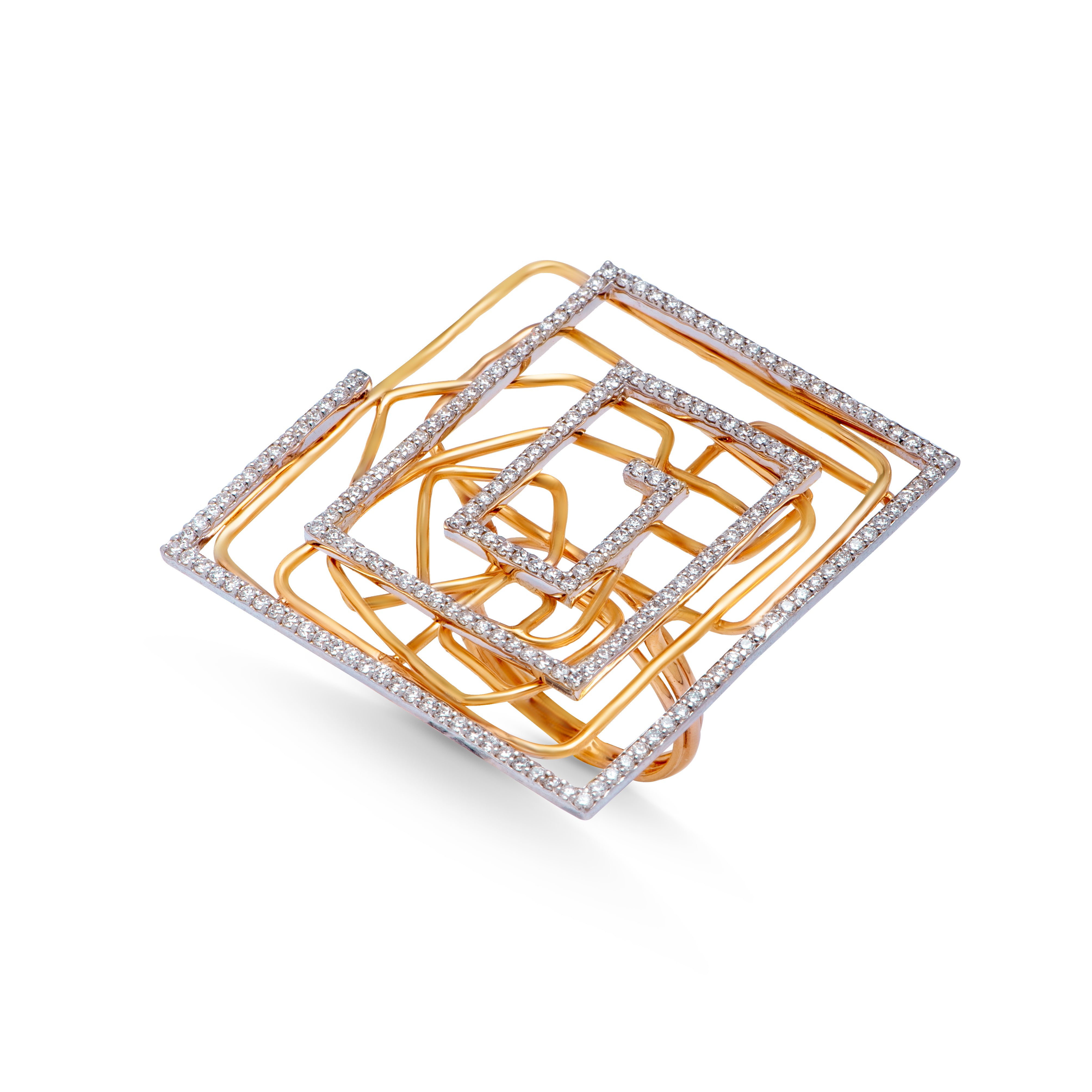 Stunning Tirette Diamond Ring in 18K Gold - SIR504C
