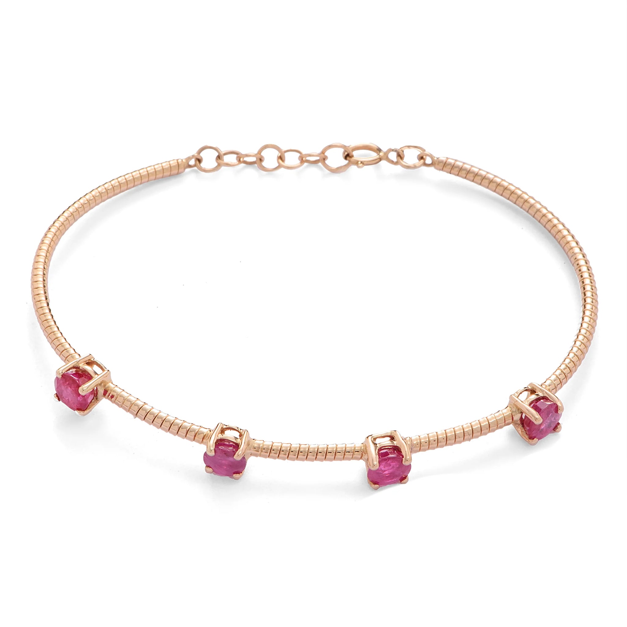 4 Ruby Perfect Dazzling Bangle Bracelet in Rose 18K Gold - S-X23B