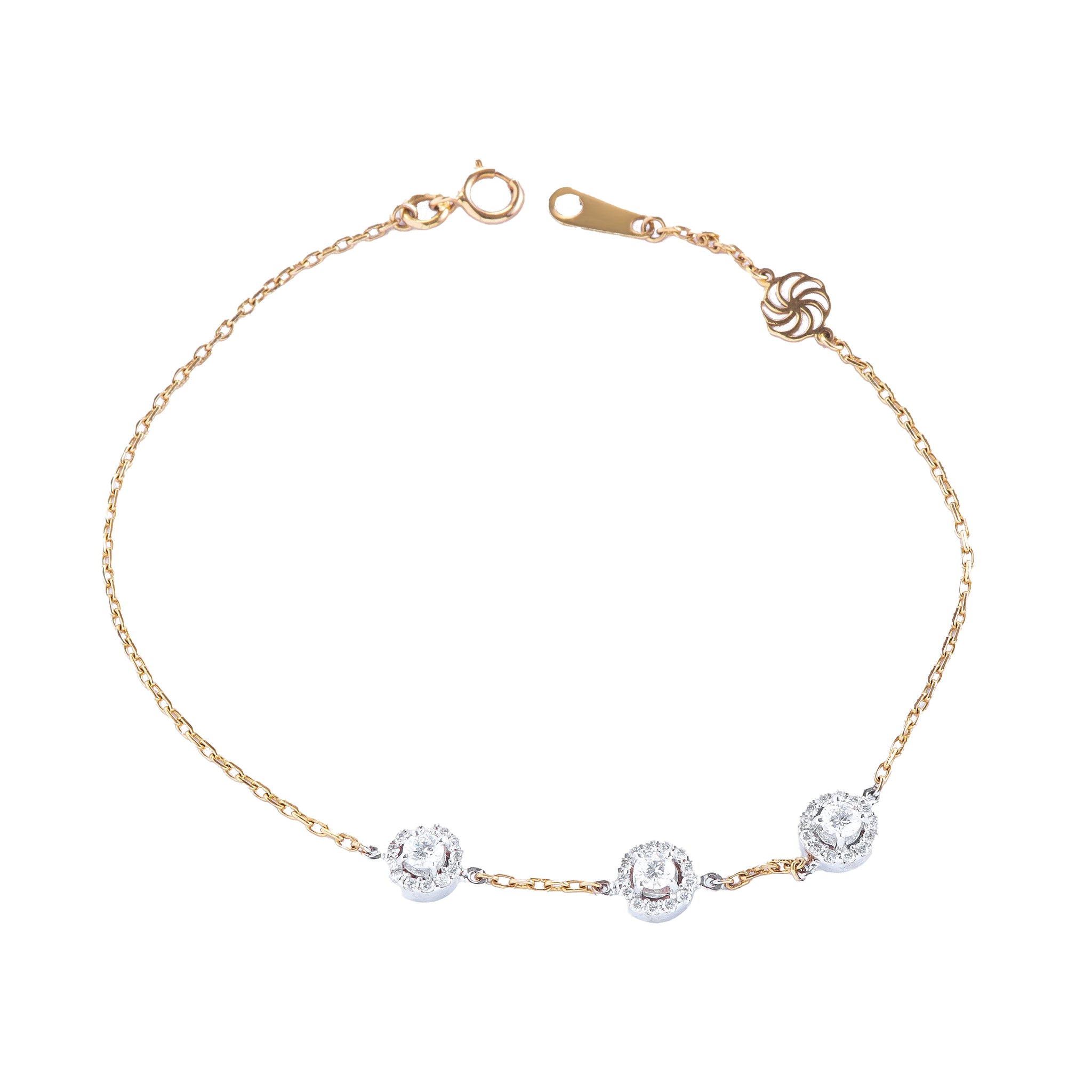 Diamond Stones Anklet in Yellow 18K Gold -MB3377 &  Weight of 2.44