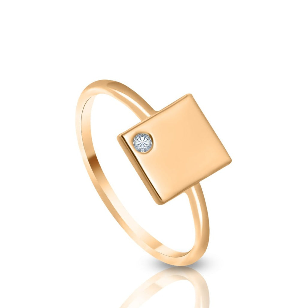 A simple ring for you with 1 round brilliant diamond on center in 18K ROSE Gold - S-R173SON