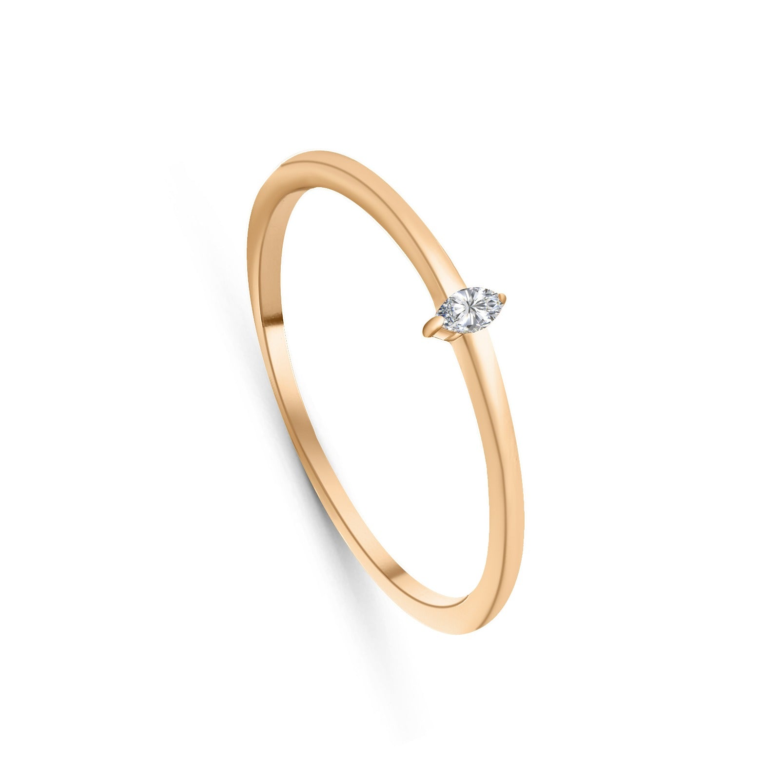 Simple Marquise diamond ring in 18K Yellow GOLD - S-R209S