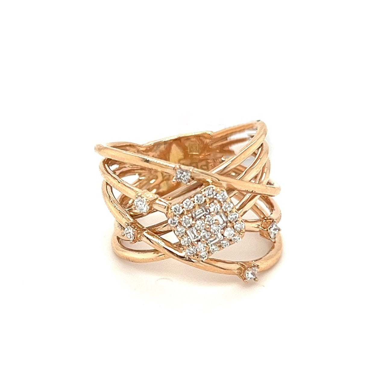 Geometrical Precious Diamond Ring in 18K Rose Gold - S-RF020S