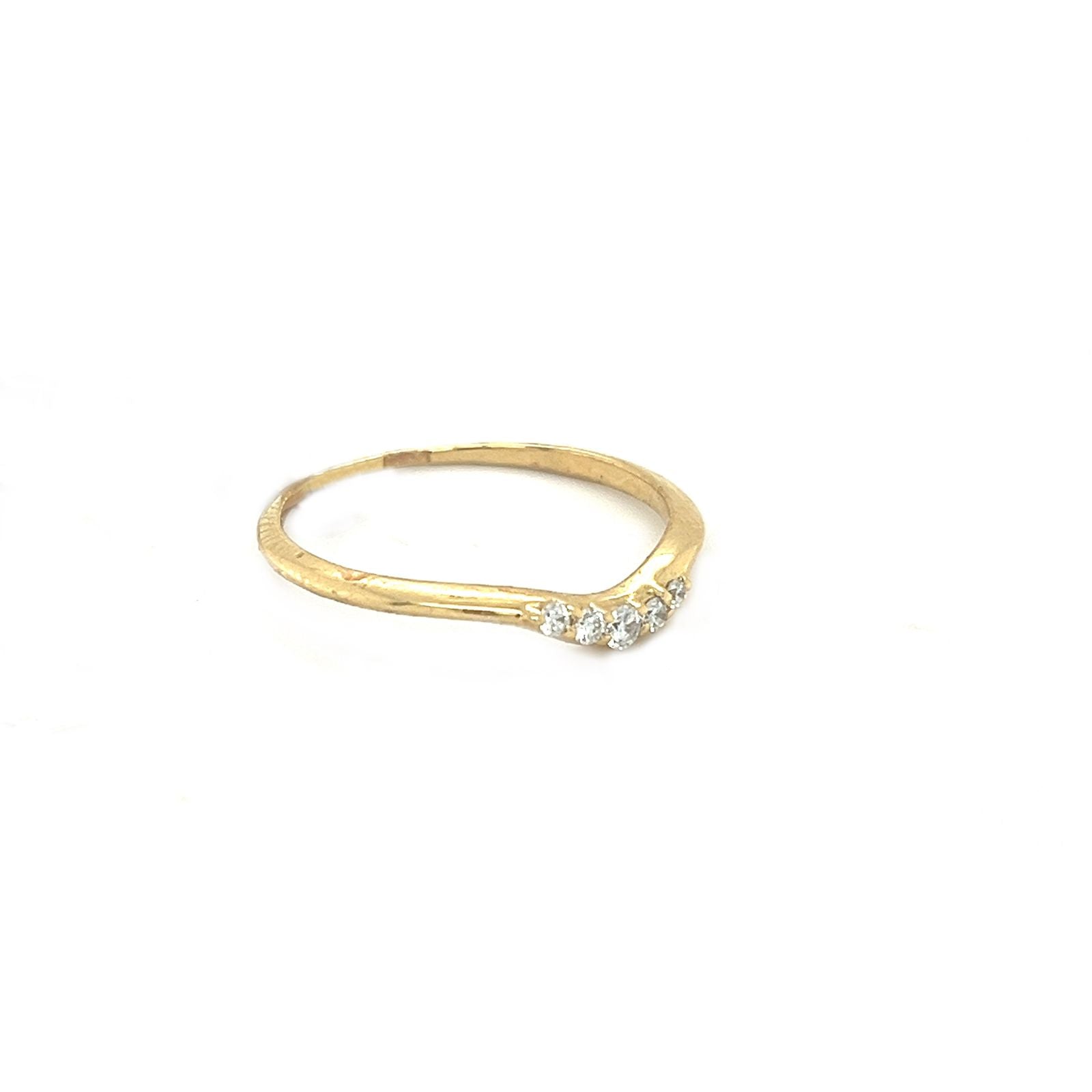 Simple Waved Diamond Ring in 18K Yellow Gold - S-RF124SB