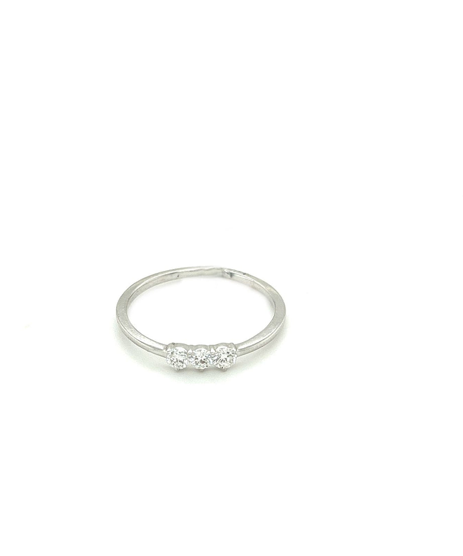 Simple Triple Diamonds Ring in 18K White Gold - S-R209SD