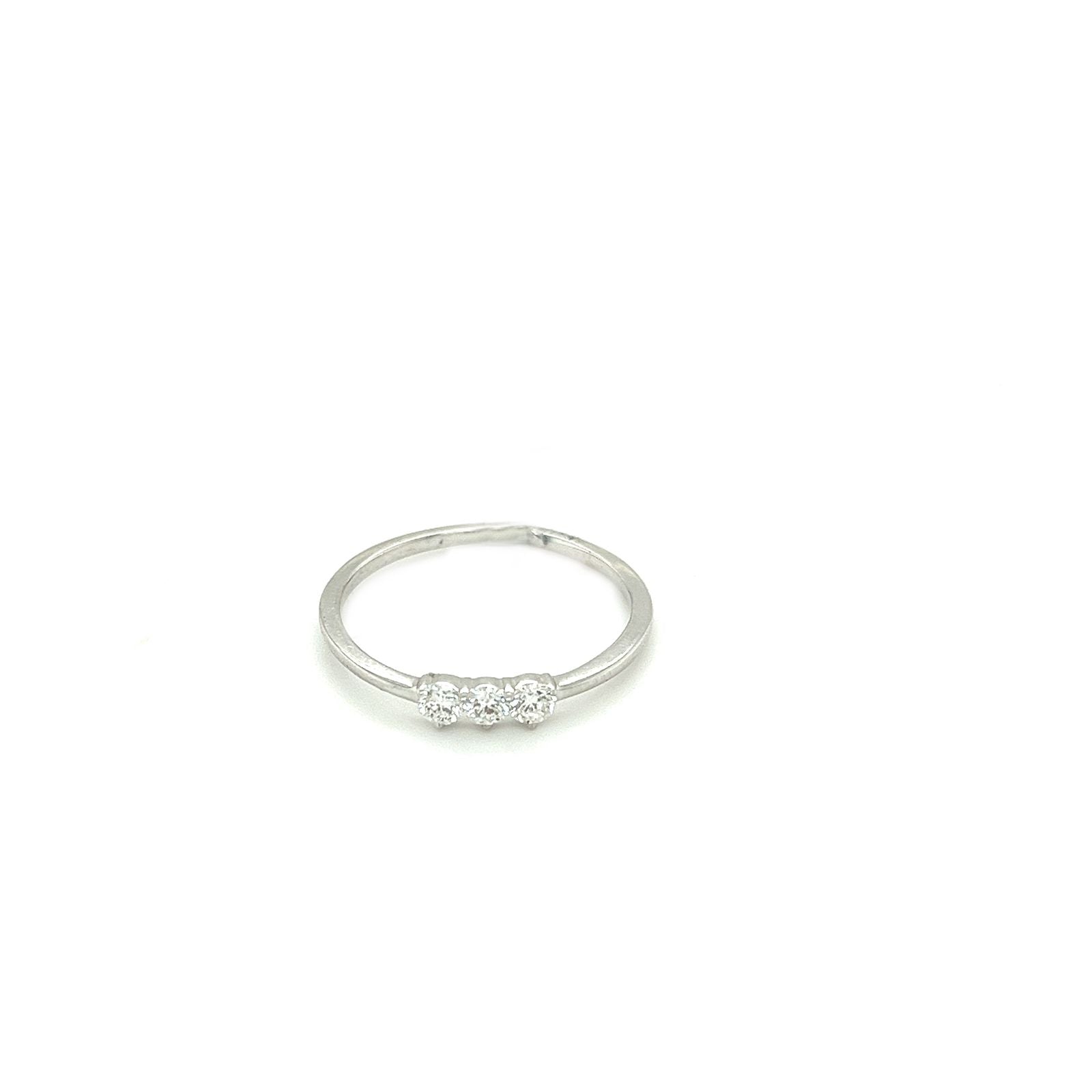 خاتم ألماس ثلاثي بسيط من الذهب الأبيض عيار 18 قيراط - S-R209SD