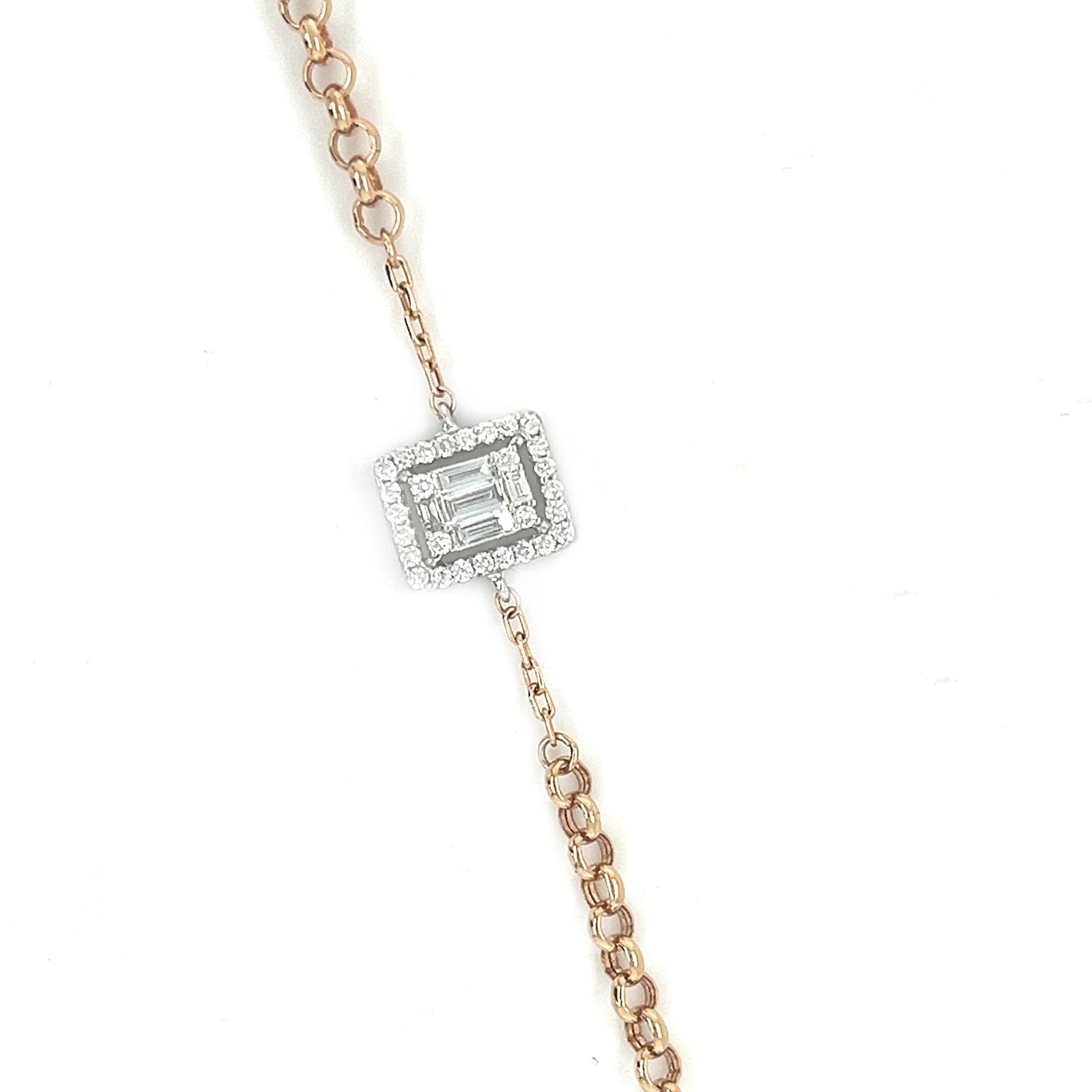 Baguette Shaped Diamond Bracelet in 18K Rose Gold - S-X16B