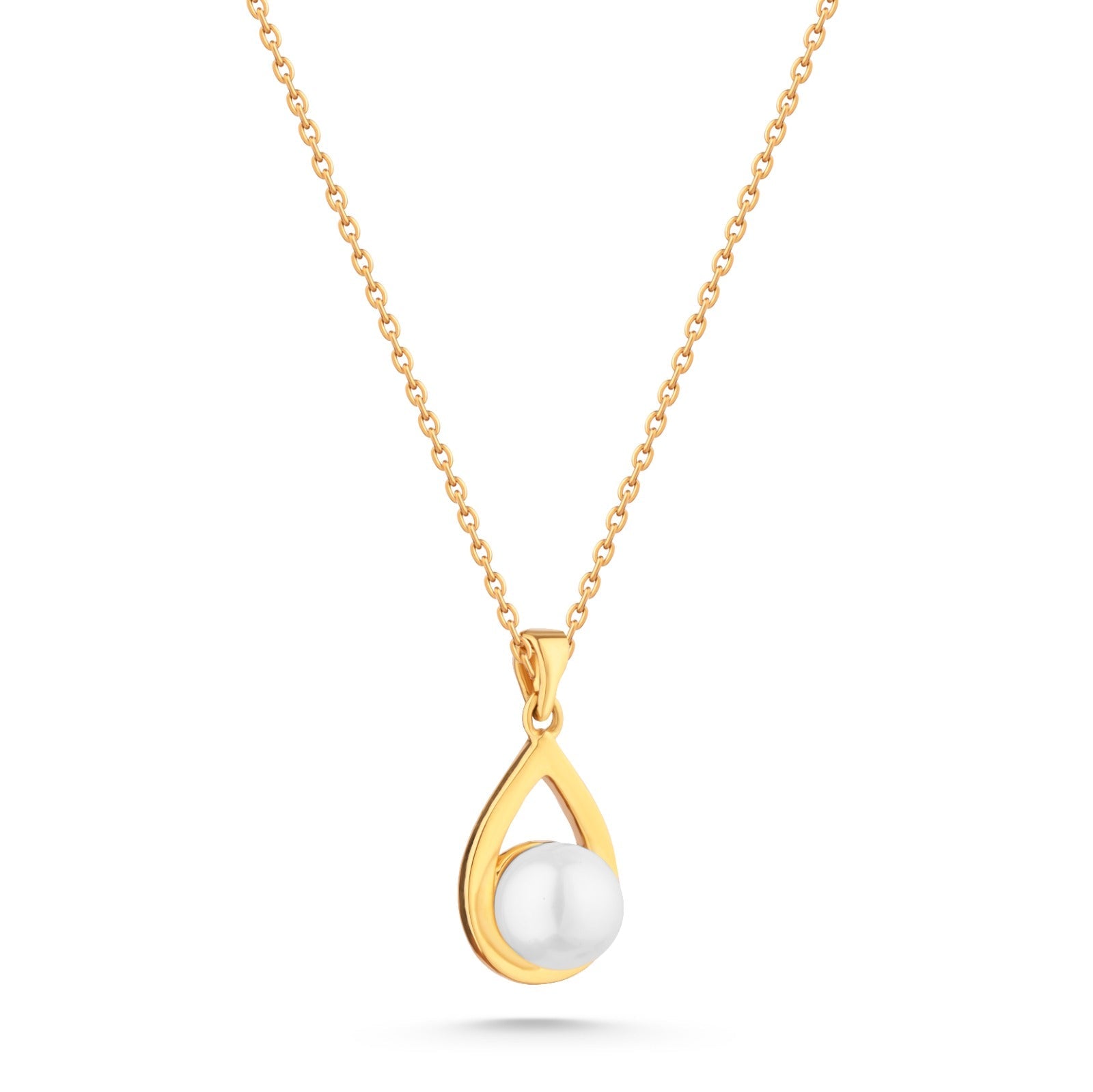 Simple dangling pearl in 18k Gold necklace - j-p018c