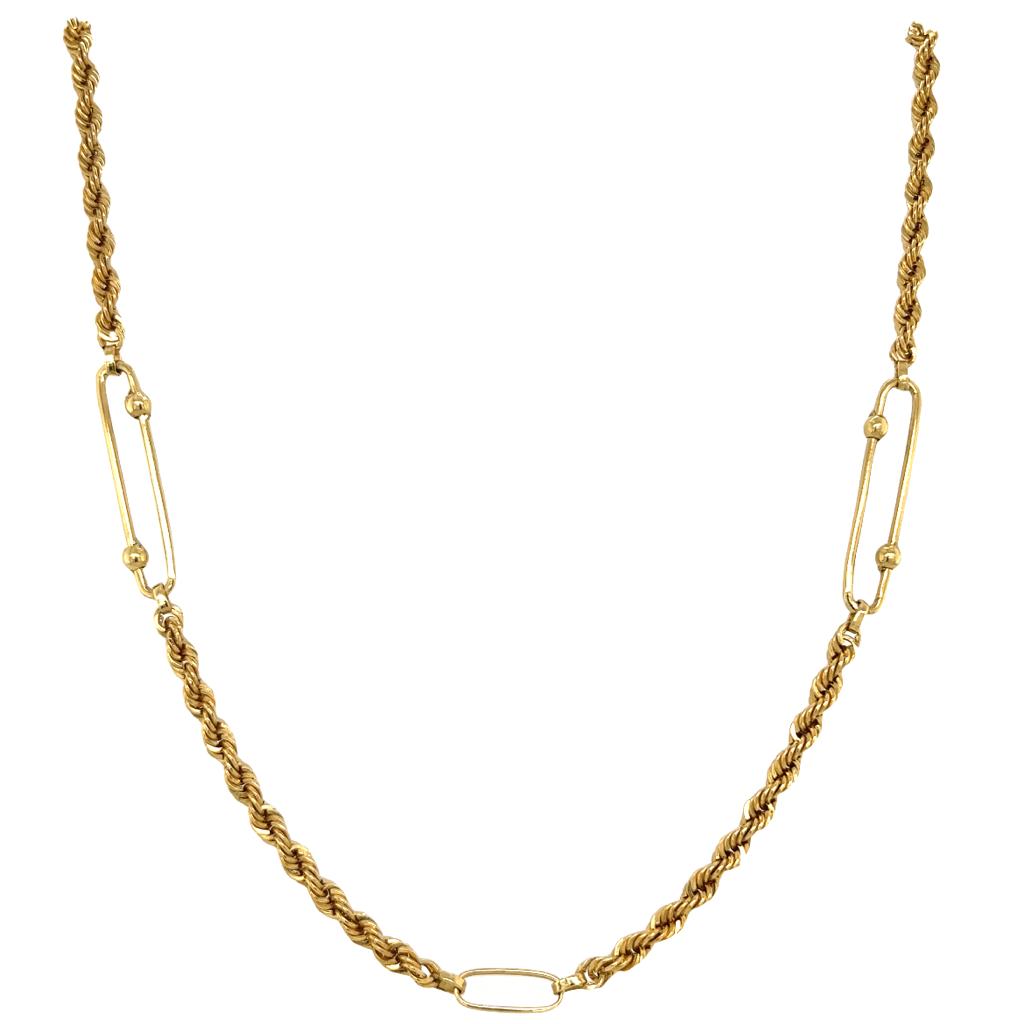 Magnificent italian gold Necklace with wavy interlocking knots in 18K Yellow Gold / M2zt038n/y