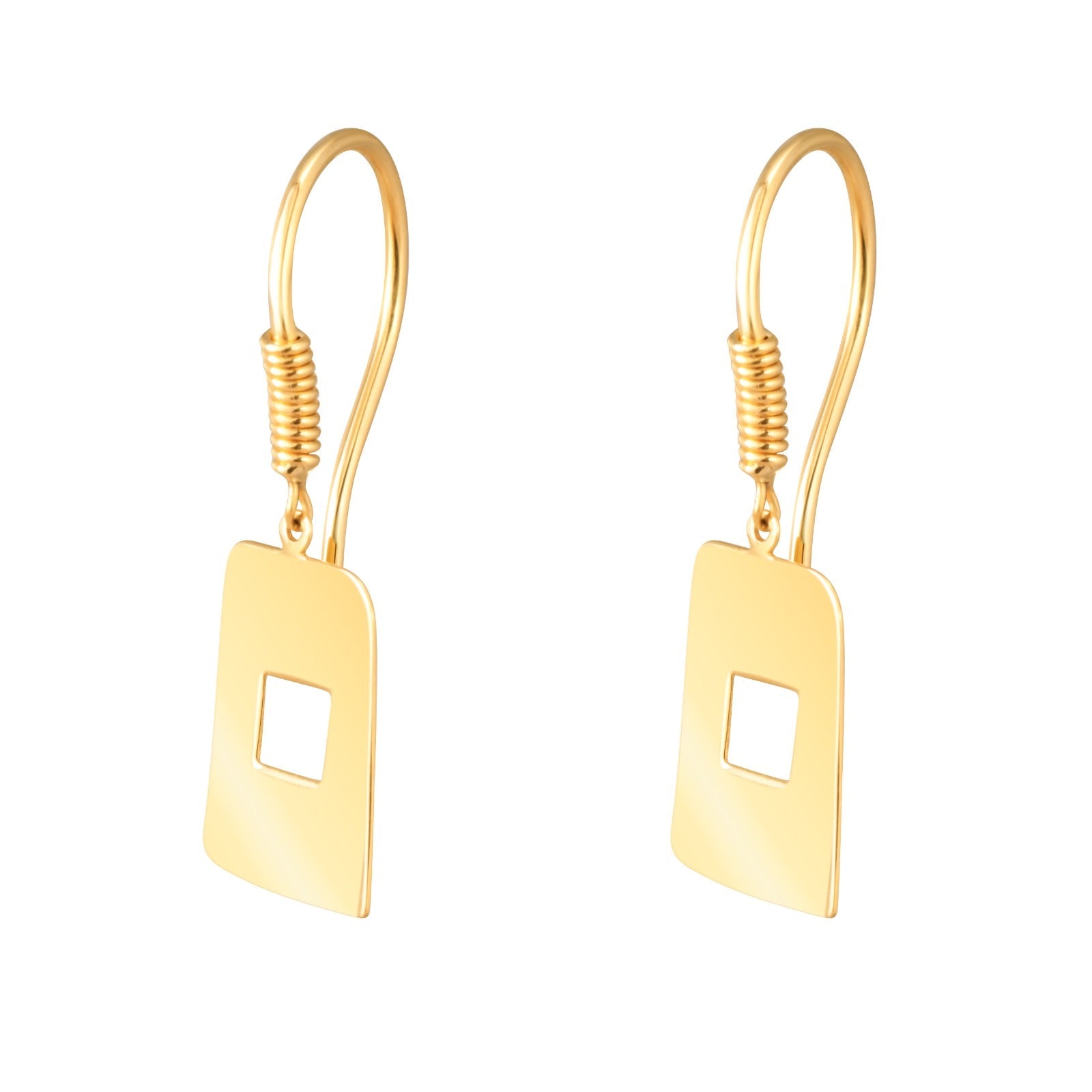 Beautiful Gold Earring with a square in center in 18K Yellow gold  / J-E039C