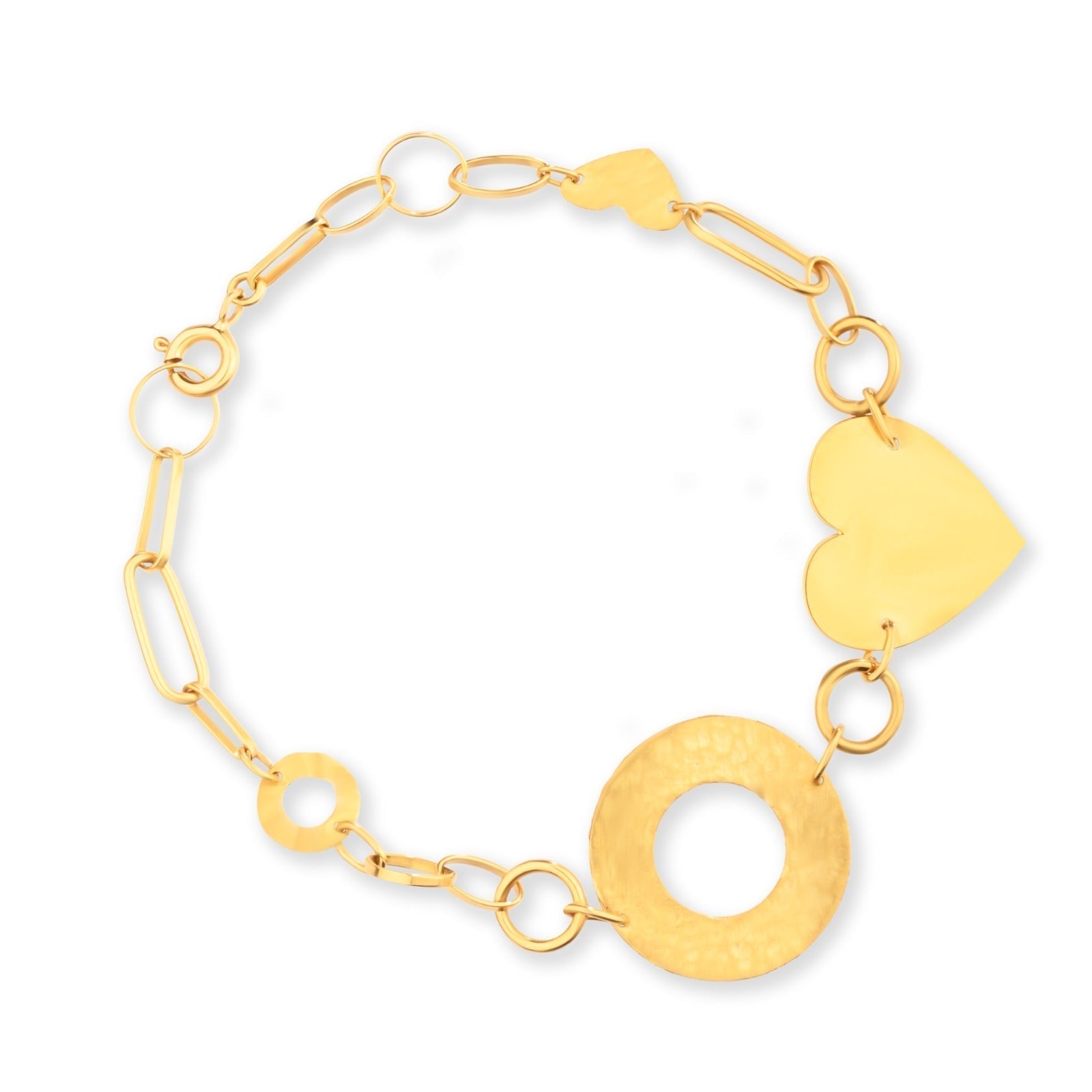 Simple Linglong heart shaped Bracelet in 18K Yellow gold / J-B034C