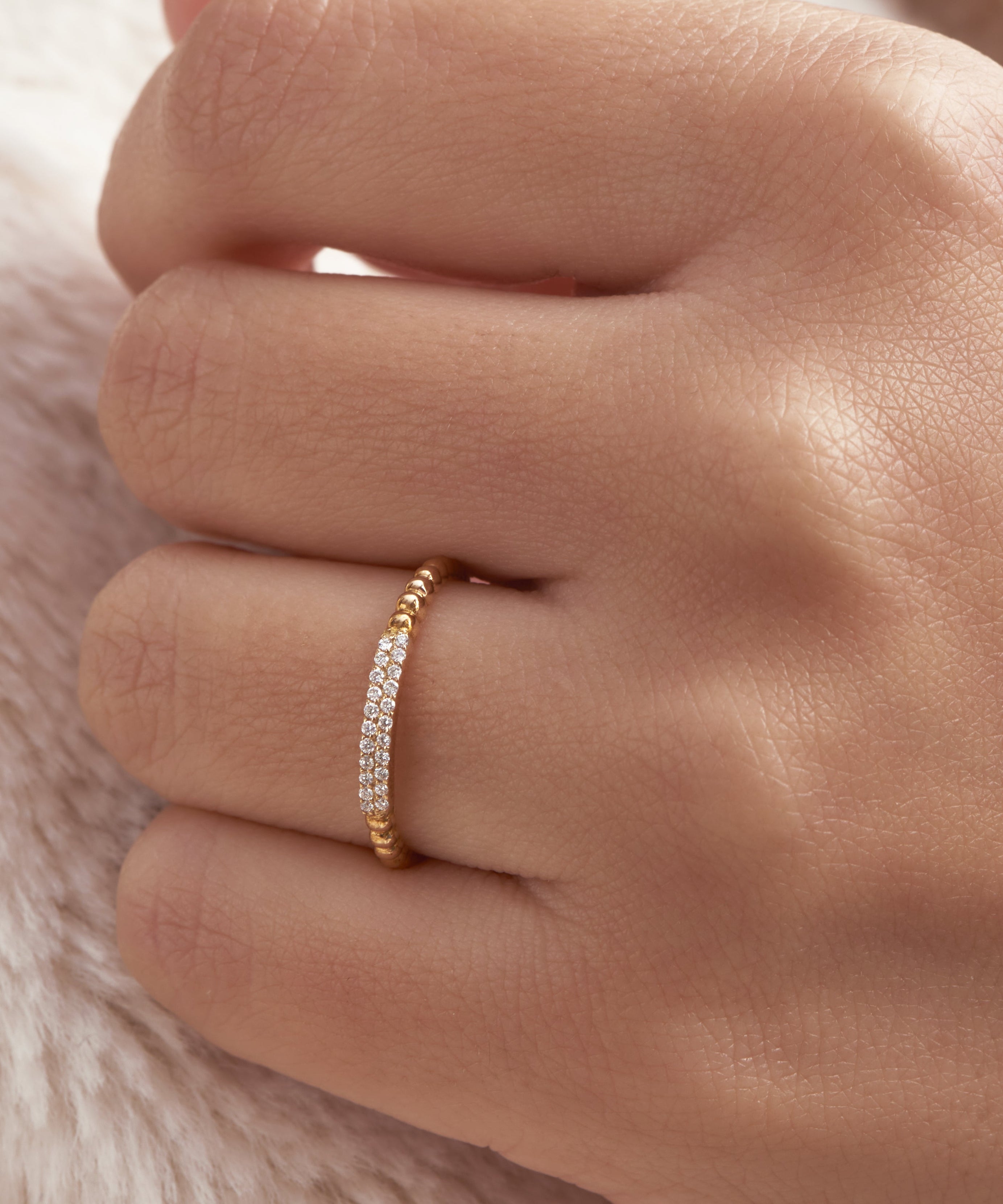Beaded diamond ring in 18k Rose gold - SIR1070