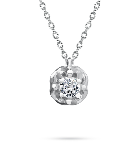 Center Diamond Dangling necklace in 18K White Gold - s-h043ps