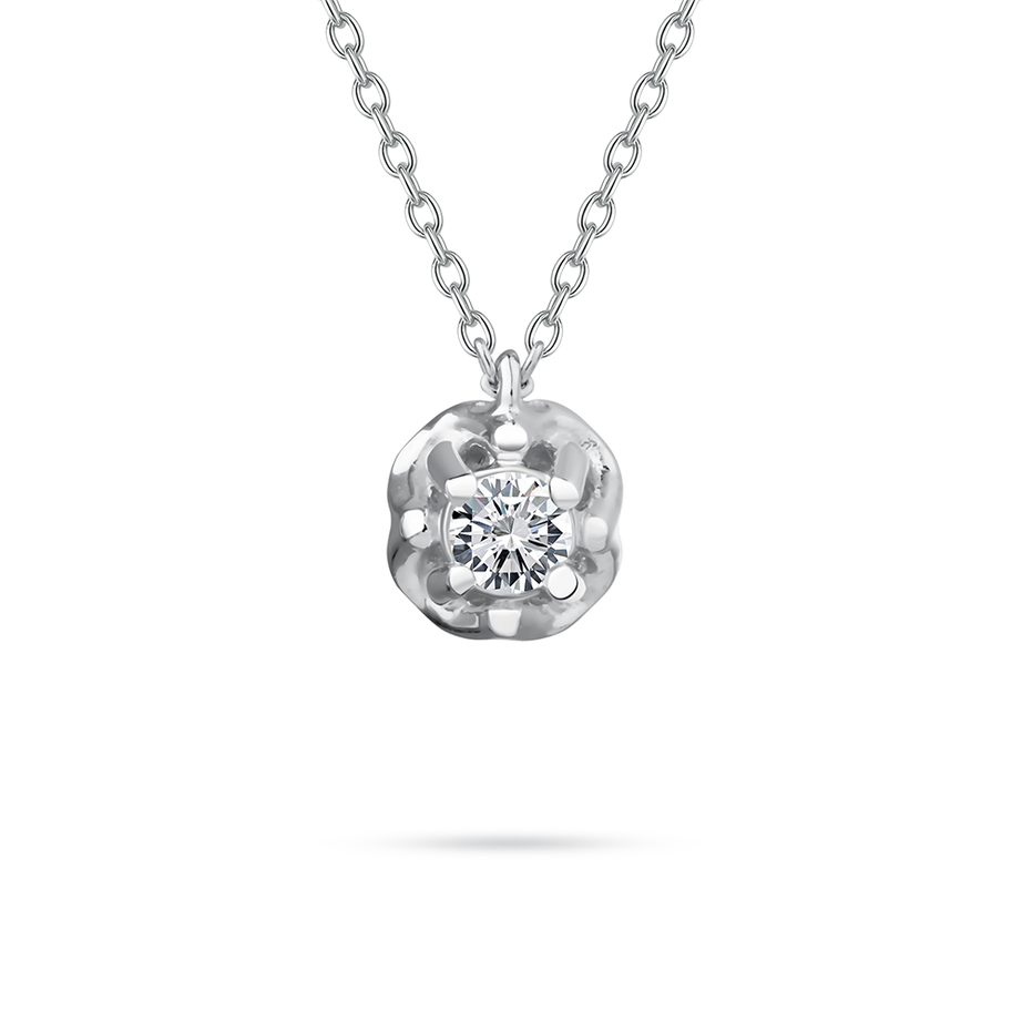 Center Diamond Dangling necklace in 18K White Gold - s-h043ps