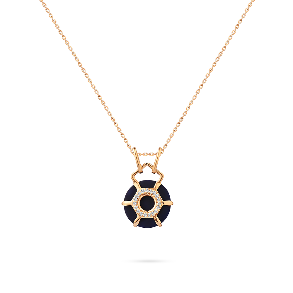 wheel with diamond middle circle necklace in 18K Yellow Gold - S-P254S