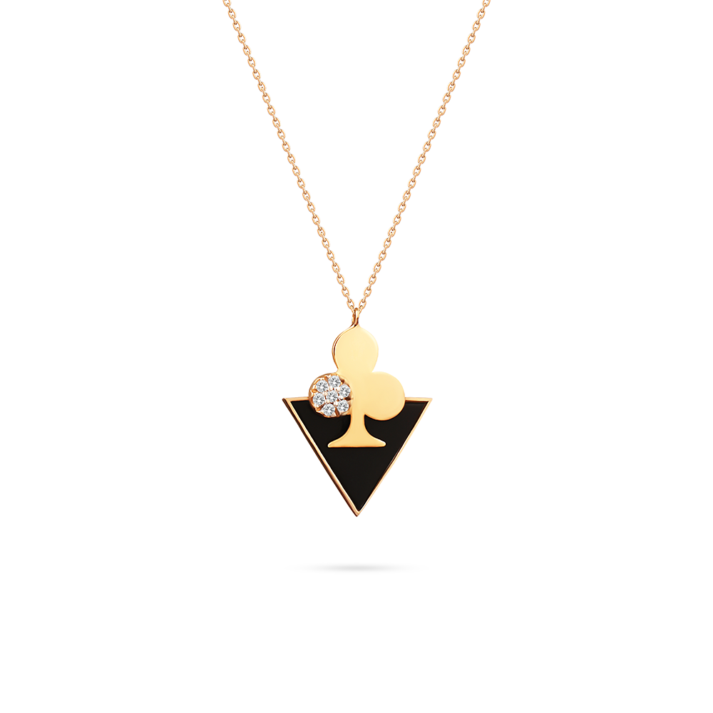 Unique triffle diamond with onyx stone in 18K Yellow Gold - s-p304g