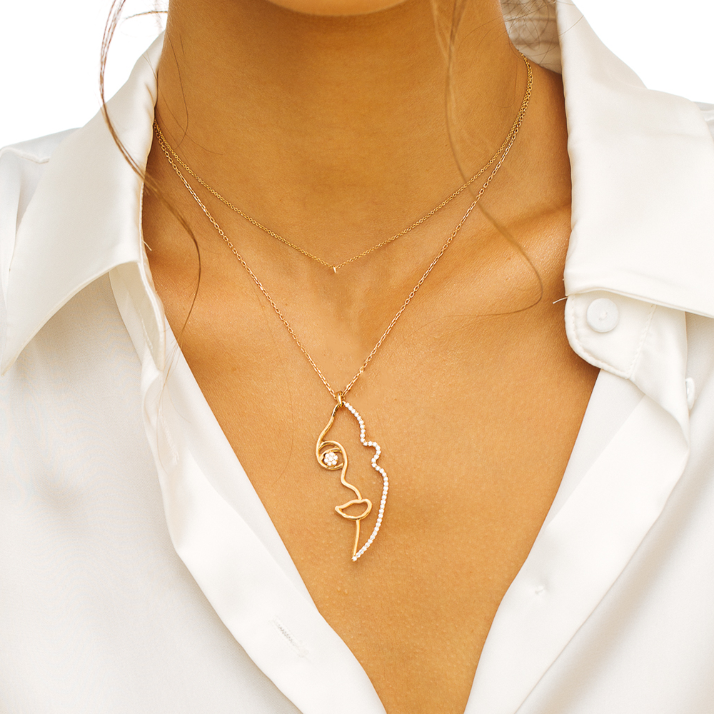 Unique Caras Necklaces in Rose 18 K Gold - S-PN032S