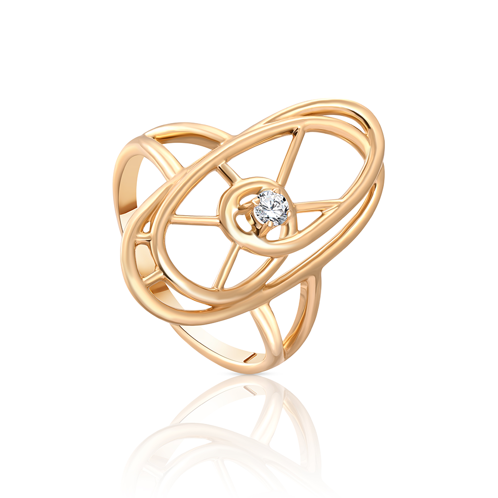 Tirette ring with 1 round brilliant diamond on center for you in 18k Yellow Gold - S-R162S