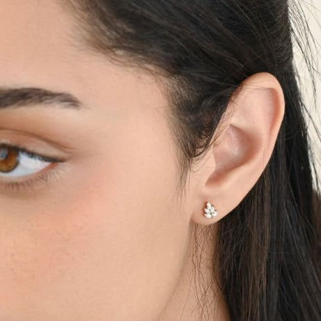 Diamond Leaves Stud in Yellow 18K Gold - S-X020E